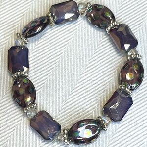 Elegant Purple and Silver Beaded Bracelet